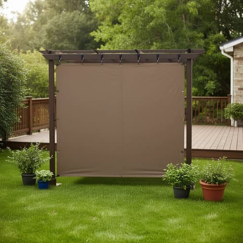 Universal Brown Gazebo Sidewall Set 9.84' X 11.8' with Hooks C Rings for