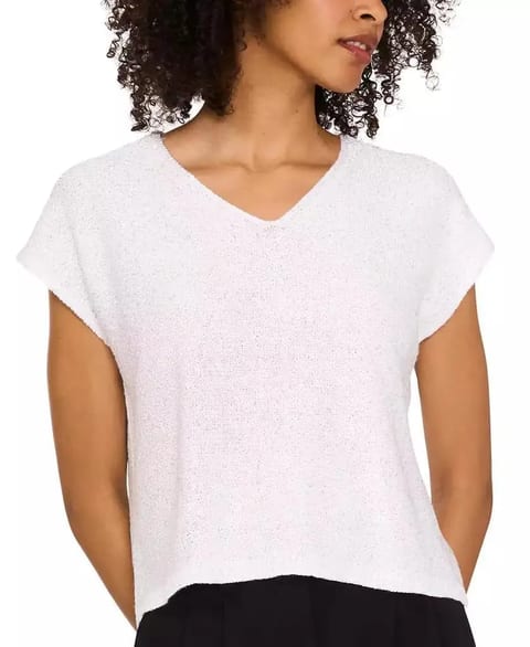 Women's Shine V-Neck Cap-Sleeve Sweater   Vince Camuto