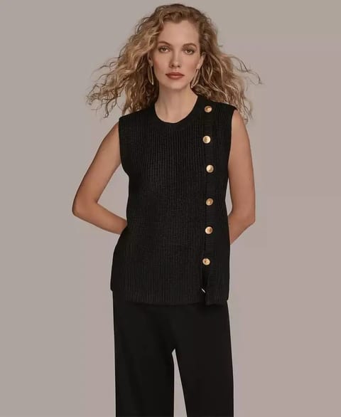 Women's Crewneck Sleeveless Sweater   Donna Karan New York