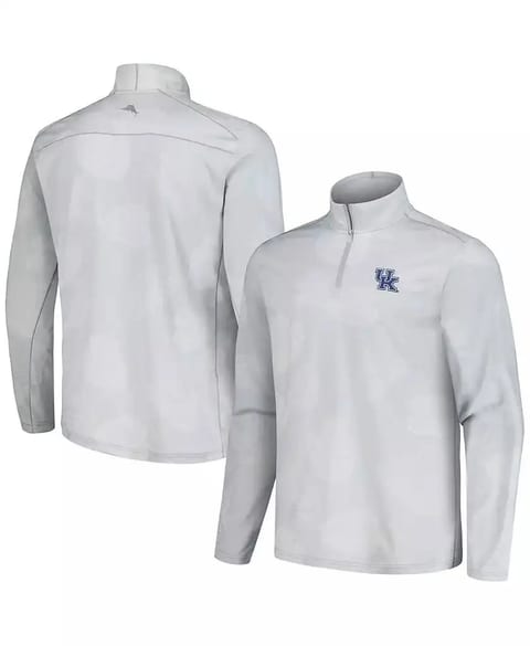 Men's Gray Kentucky Wildcats Delray Frond IslandZone 1/4-Zip Jacket   Tommy