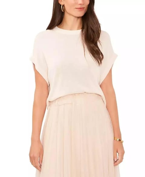 Women's Drop-Shoulder Short-Sleeve Sweater   Vince Camuto