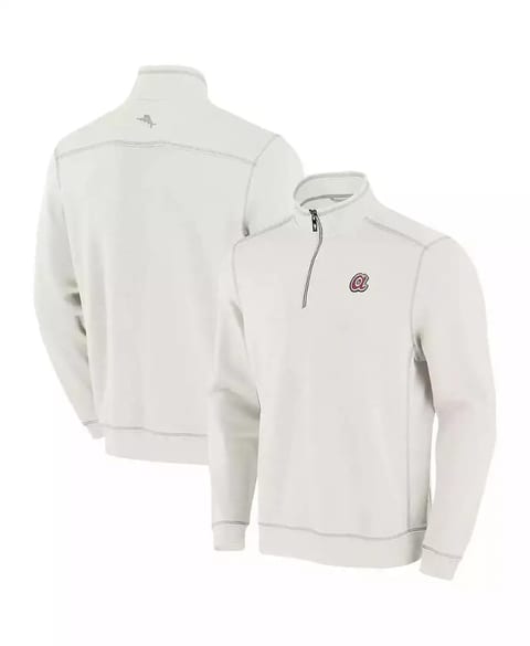 Men's Cream Atlanta Braves Sport Tobago Bay Tri-Blend Half-Zip Sweatshirt