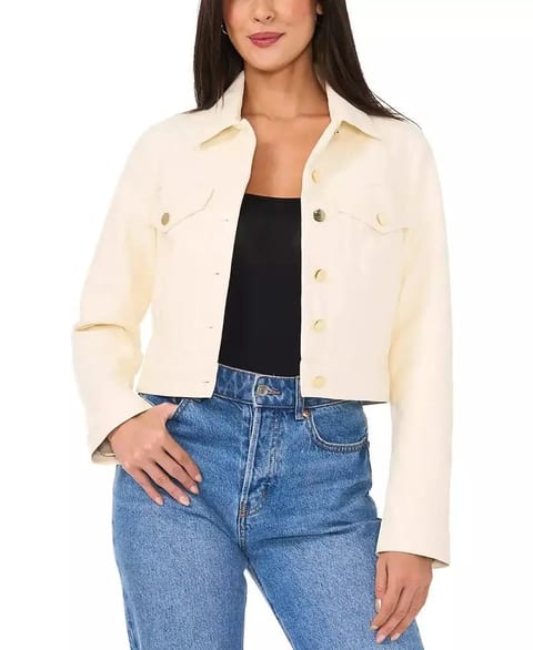 Women's Faux-Leather Cropped Jacket   Vince Camuto
