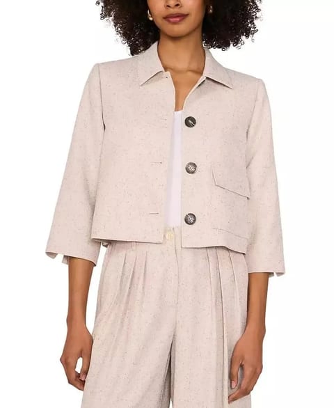 Women's Button-Front 3/4-Sleeve Jacket   Vince Camuto