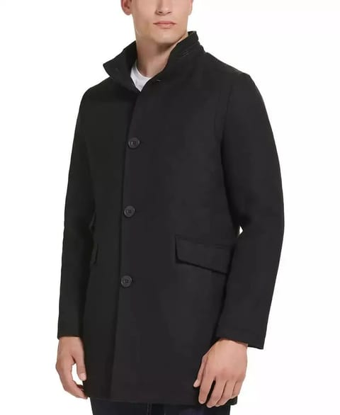 Men's Wool Button Car Coat   Kenneth Cole