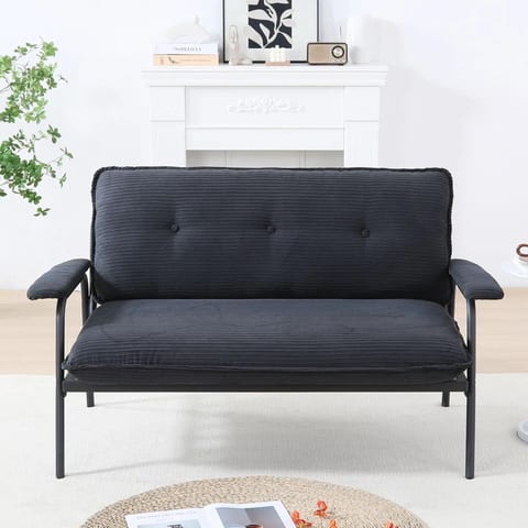 53-Inch Black Sofa for Small Apartments Spacious Layout for Multifunction