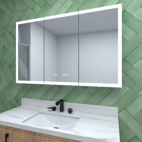 48 In. W X 30 In. H Rectangular Silver Aluminum Surface Mount Medicine Cabinet