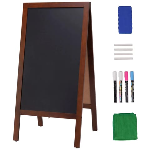 Double-Sided Vintage Wooden A-Frame Chalkboard Sign Freestanding with Magnetic
