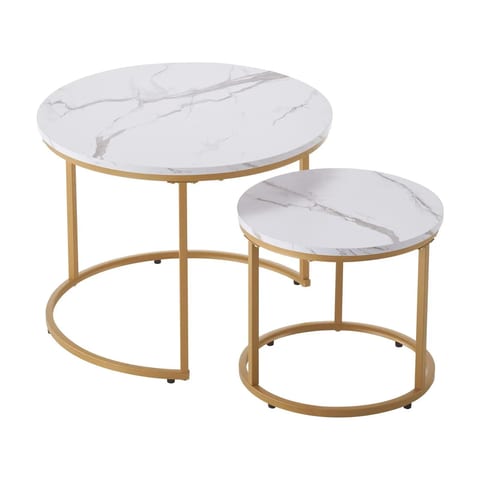 Vintage Nesting Coffee Table Set of 2 23.6 in Small Place Side Tables for Night