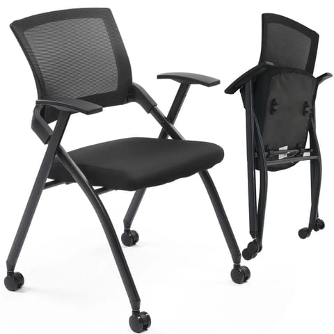 "Stackable Conference Room Chairs with Wheels (1 Pack)-Durable PP Folding