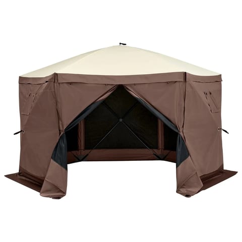 Single Layer Pop-Up Gazebo Tent 6-Sided Screen Canopy Sun Shelter with 11.5x1