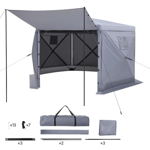 "6 Sided Large 12x12ft Pop up Gazebo Canopy Tent with Removable Top & Carry Bag"