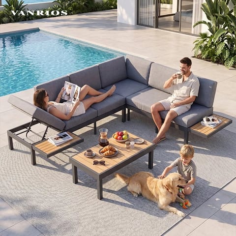 Space-Saving Modular Outdoor Patio Sectional Sofa for Hotel and Resort