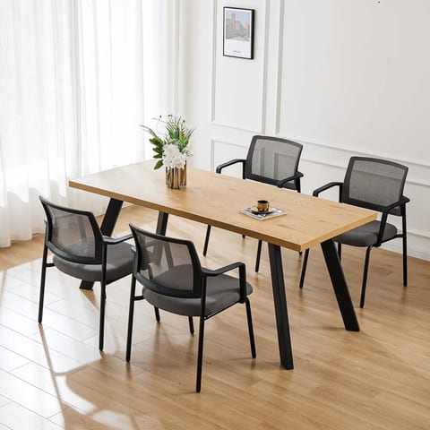Mesh Back Stacking Guest Chair Ergonomic Office Chair with Armrests Gray