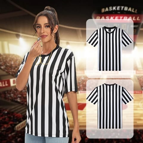 Womens & Mens Football Referee Shirt Round Neck Soccer Sports Referee Shirt