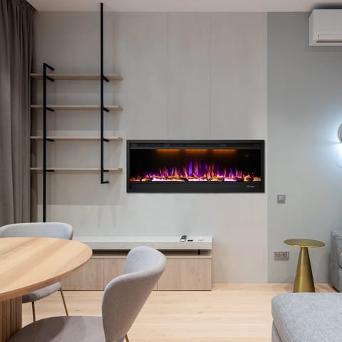 Luxstar 42-Inch Modern Electric Fireplace Heater Recessed and Wall-Mounted for