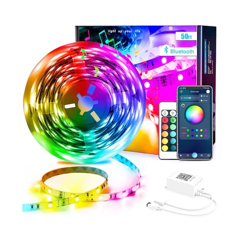 50ft 15M 5050 RGB Flexible Smart LED Strip Light 12V Christmas Festival Holiday
