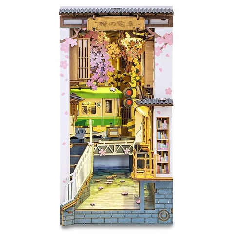 Robotime Rolife DIY Miniature House TGB01 Sakura Densya Book Nook 3D Wooden