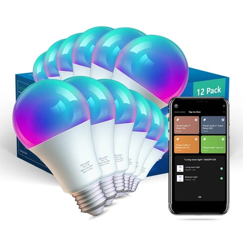 E26 A19 RGB 12 Pack 9W 800 LM Daybetter Wifi Blue Tooth Alexa Google Control