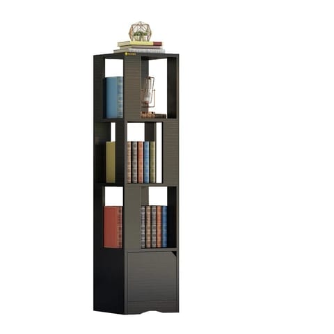 YQ FOREVER Wooden Bookshelve Bookshelf Corner Shelf Storage Rack Bookcase