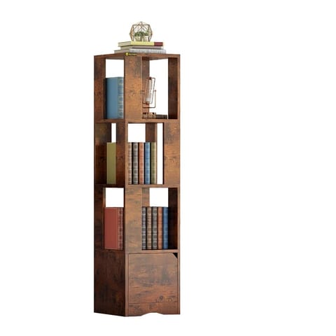 YQ FOREVER Wooden Bookshelve Bookshelf With Door Storage Rack Bookcase Living