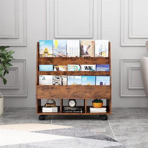 YQ FOREVER Moveable Wood MDF Bookcase Home Closet Chest Storage Bookshelves