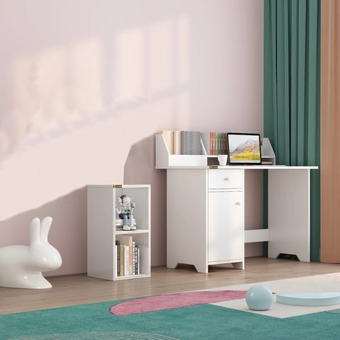 YQ FOREVER 2 Tier Low Bookcase Wooden Shelving Display Storage Unit Office