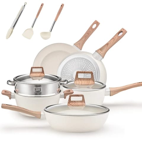 PFAS PFOA PFOS Free 12pcs Pots and Pans Set, Non-toxic Healthy Non Stick