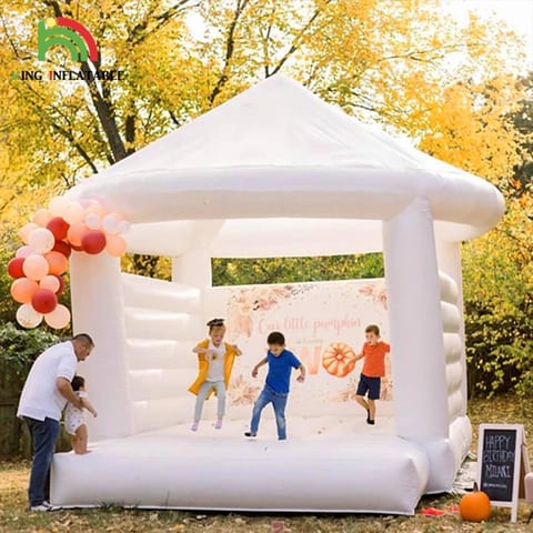 Outdoor Camping Party White Bouncy Castle Inflatable Bounce House for Wedding