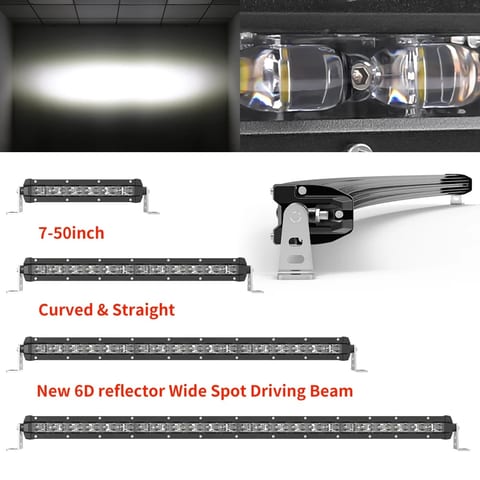 Thin Black Barras Led Slim Curvada Offroad Bumper 6D Spot Ledbar 52 Inch