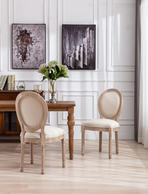 French Modern Design Round Back Fabric Luxury Dining Chair for Home Furniture
