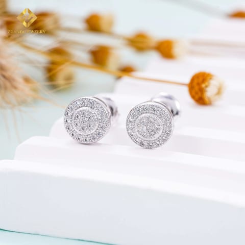 Iced Out Cluster Stud Earring Mossanite Hiphop Jewelry 925 Sterling Silver Gold