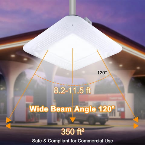 5 Year Warranty Large Size Gas Station Light 150w Ip65 Led Ceiling Recessed