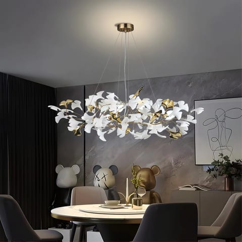 Modern Style One Piece Copper Classic Chandelier Ceramic Petal Art Large