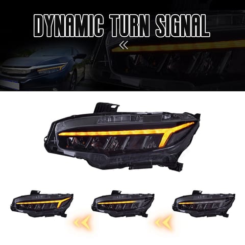 HCMOTIONZ Factory RGB Car LED Front Lamps 2016-2021 DRL Styling 6000k Start-Up