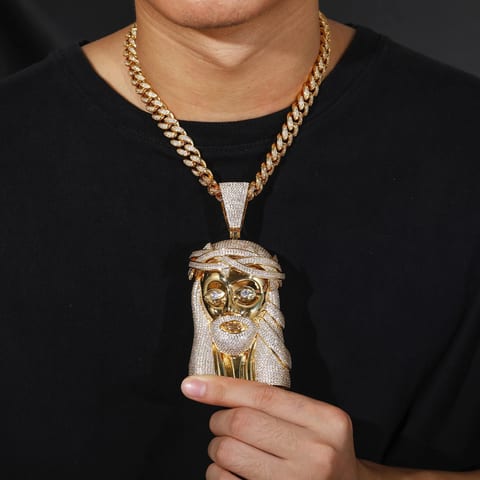 Hip Hop Jewelry 18K Gold Plated Brass Micro Paved AAAAA CZ Diamond Iced Out Big