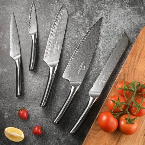 6 Pieces Damascus Kitchen Knives Set Kitchen Chef Utility Fruit Paring Knife