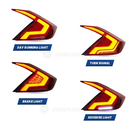 HCMOTIONZ LED Car Rear Back Lamps DRL Start up Animation 2016-2021 10th Sedan