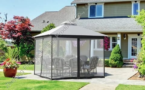 Outdoor Gazebo and Pergolas Double Vent Waterproof Grey Heavy Duty Powder