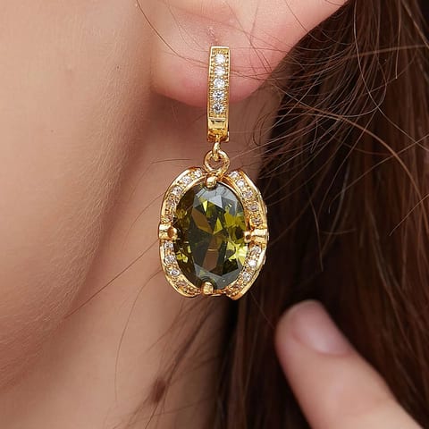 NATUNA Fine Customized Wedding Necklace Earrings Designer Brass Olive Green