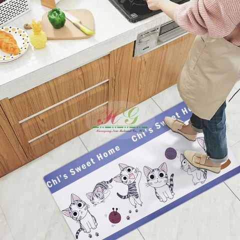 PVC Digital Printed Pattern Cat Cartoon Mat for Kitchen High Quality