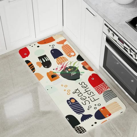 No Tariff High Quality PVC Digital Printed Fish Cartoon Mat for Kitchen