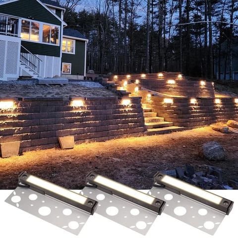 Low Voltage Led Concrete Retaining Wall Stone Lights Outdoor Garden Paver