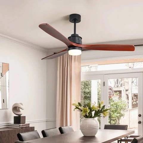 USA Indoor Outdoor 60 Inch 6 Speeds Led 3 Solid Wood Ceiling Fan With Remote