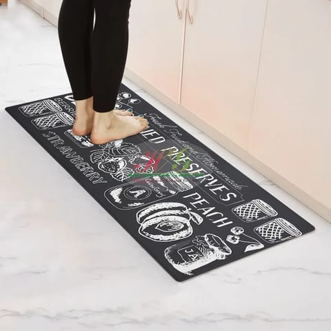 High Quality Retro Black Print PVC Digital Printed Canned Fruit Pattern Mat for