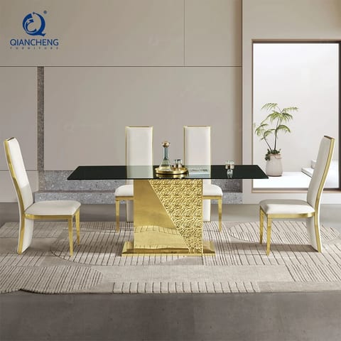 Restaurant Furniture Large Metal Dining Room Table Mesa De Comedor De Cristal