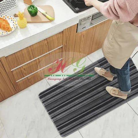 PVC Anti Fatigue Kitchen Floor Mat Waterproof Non Slip Coral Velvet Washable Rug
