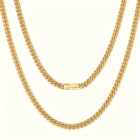 USA 5mm Cuban Link 18K Real Gold Plated Miami Cuban Curb Necklace Hip Hop
