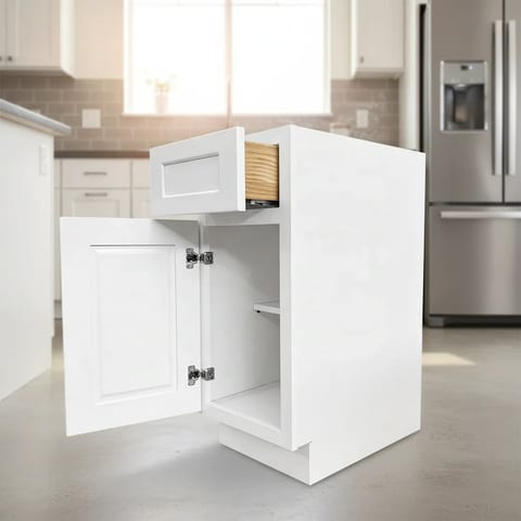 White Shaker B12 W12"  H34 1/2"   D24" Single Door Base Kitchen Cabinet RTA