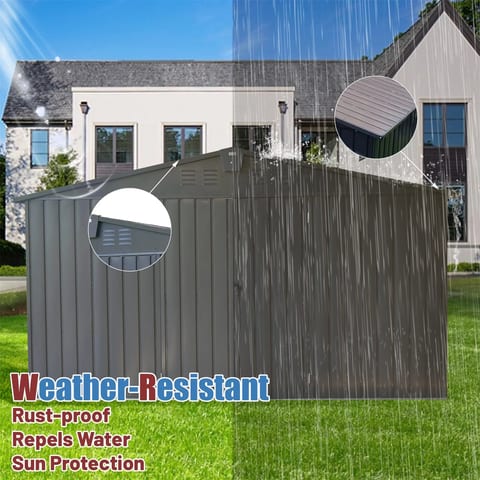 [ ] Outdoor Garden Metal Utility Tool Storage Room Lockable Door Fast Ship From